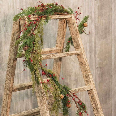 Evergreen Pine w/Red Pips Garland - The Fox Decor